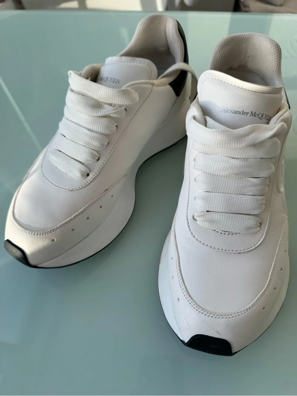 Alexander McQueen White Sneakers with Black Accents